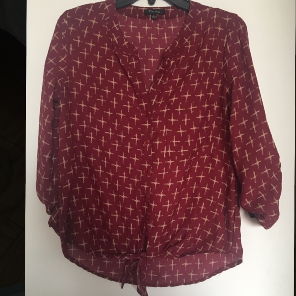 Red tie blouse